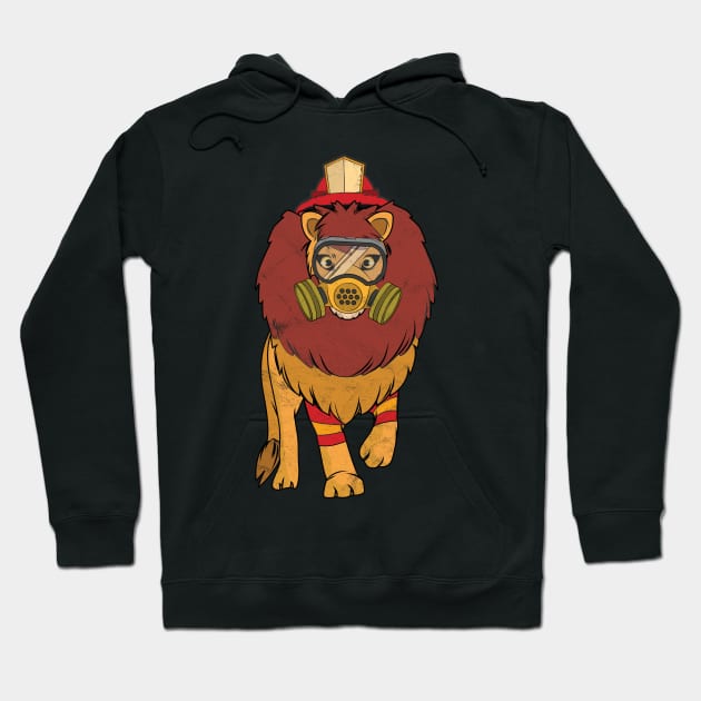 fire brigade fireman lion comic cartoon gift Hoodie by avshirtnation